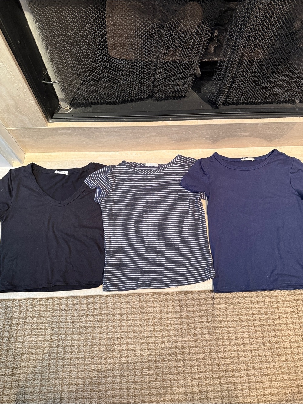 Junior Black, Navy & Navy Stripe Short Sleeve Tee Bundle
